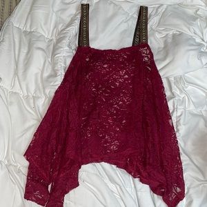 Rue21 maroon cover top with designs on straps